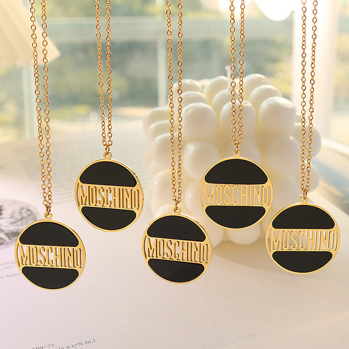 English Alphabet Round Brand Pendant Luxury Female Niche Acrylic Necklace