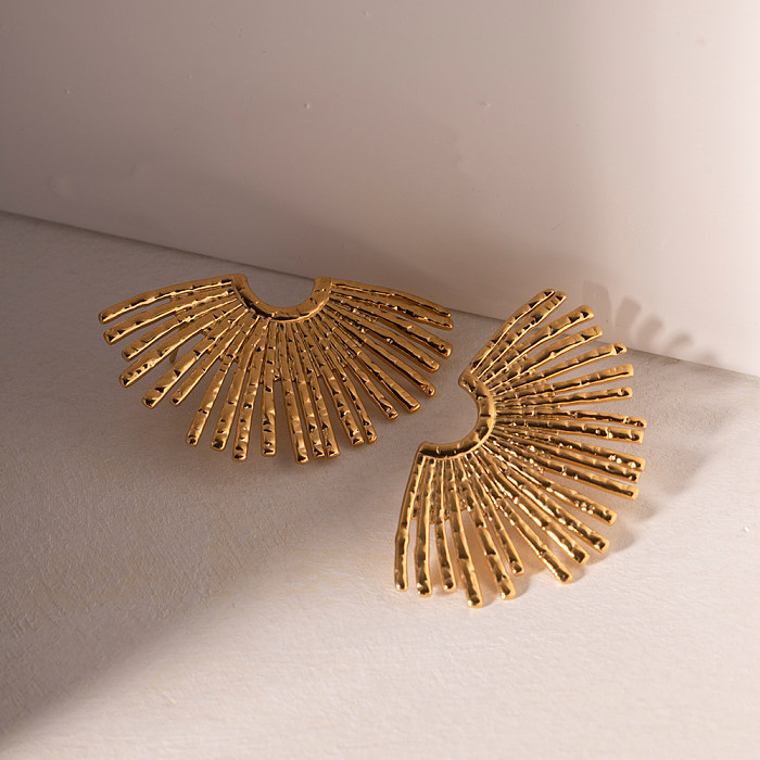 1 par de aretes chapados en oro de 18 quilates de acero inoxidable con revestimiento sectorial de estilo simple estilo IG