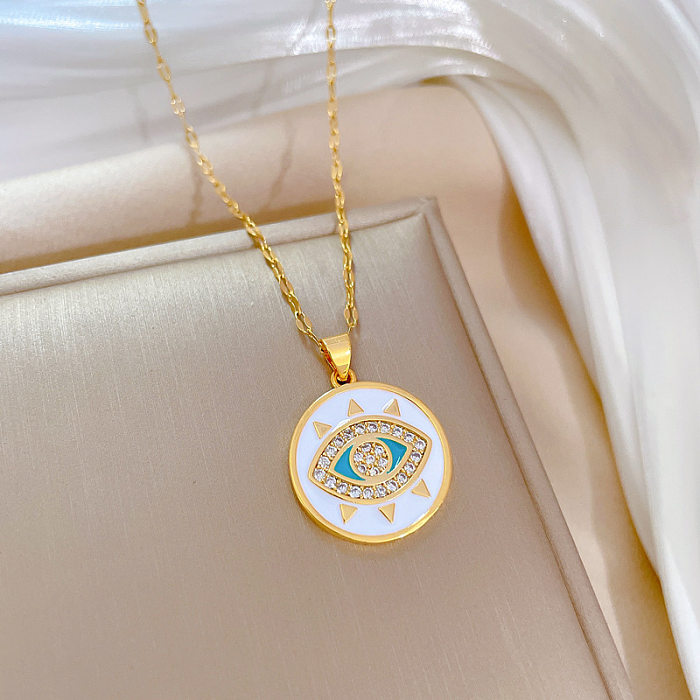 1 Piece Fashion Eye Stainless Steel  Plating Zircon Pendant Necklace