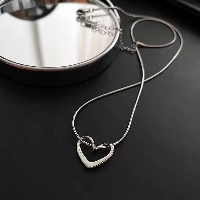 Moda coração forma chapeamento de aço inoxidável pingente colar 1 peça