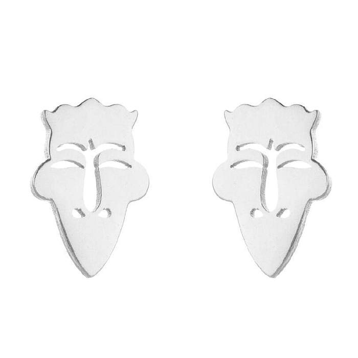 1 paire de clous d'oreilles géométriques plaqués en acier inoxydable, à la mode