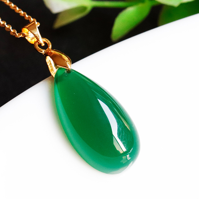 Casual Simple Style Classic Style Geometric Stainless Steel  Jade Stainless Steel Plating Gold Plated Pendant Necklace Necklace