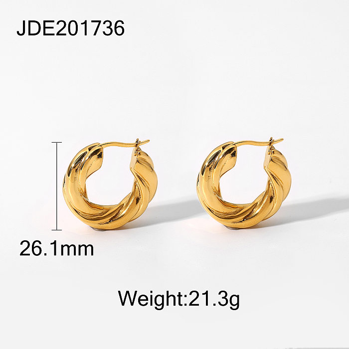 INS Style Texture Special-shaped Hand-made Earrings Stainless Steel  18K Gold Plated Color-preserving Earrings
