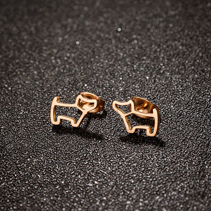 1 Pair Simple Style Dog Plating Stainless Steel  18K Gold Plated Ear Studs
