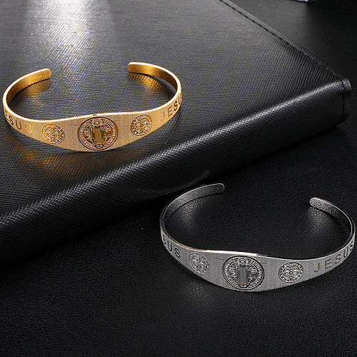 Casual Streetwear Solid Color Stainless Steel Bangle In Bulk