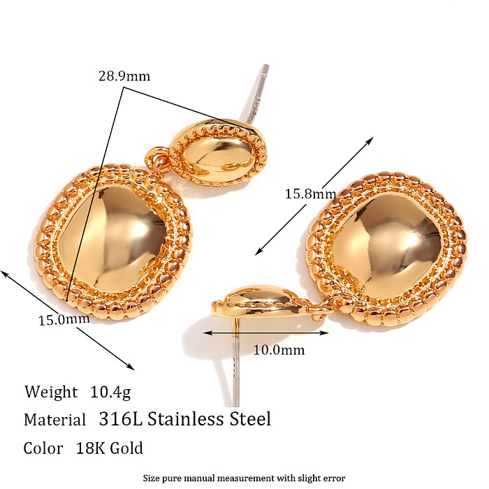 1 par básico estilo vintage estilo clássico chapeamento de cor sólida aço inoxidável 18k brincos banhados a ouro