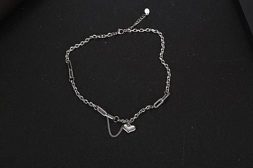 Schlichte herzförmige Halskette mit Kettenanhänger aus Edelstahl