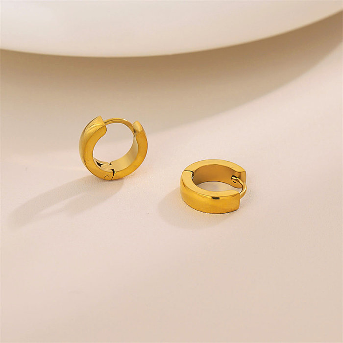 1 Pair Retro Simple Style Round Plating Stainless Steel  18K Gold Plated Earrings