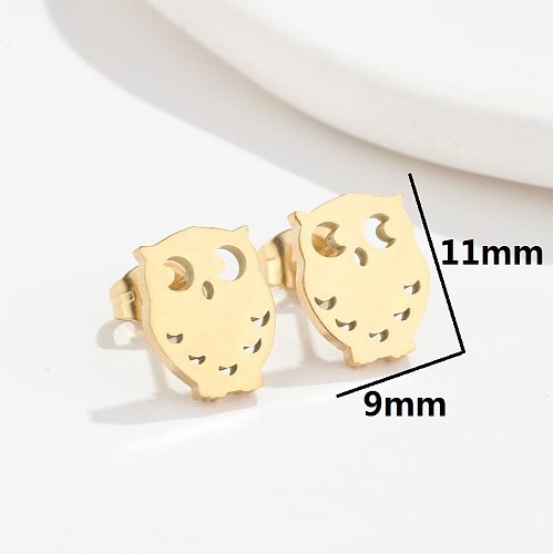 1 Pair Simple Style Owl Stainless Steel  Plating Ear Studs
