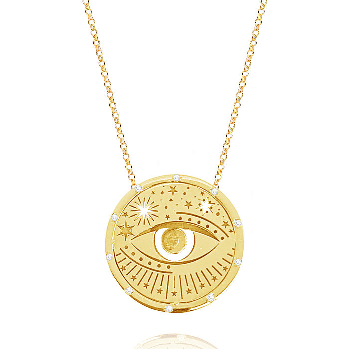 Retro Simple Style Sun Moon Stainless Steel  Plating Hollow Out Gold Plated Pendant Necklace