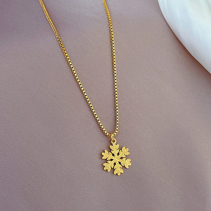 Fashion Snowflake Stainless Steel Plating Pendant Necklace 1 Piece