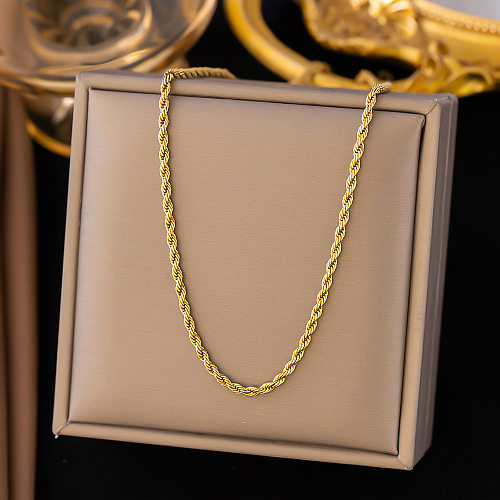 Simple Style Solid Color Stainless Steel Plating Chain Necklace