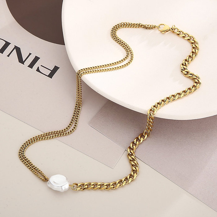 Simple Style Solid Color Stainless Steel  Stainless Steel Plating Gold Plated Necklace