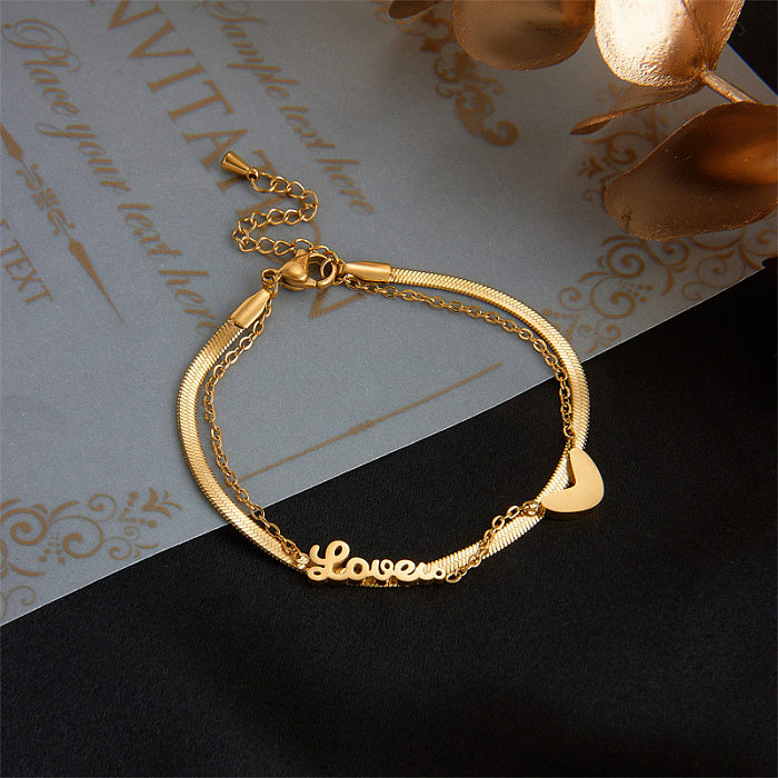 Bracelet en acier titane mode en forme de coeur Simple
