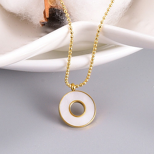 IG Style Simple Style Geometric Stainless Steel Plating Inlay Shell 18K Gold Plated Pendant Necklace