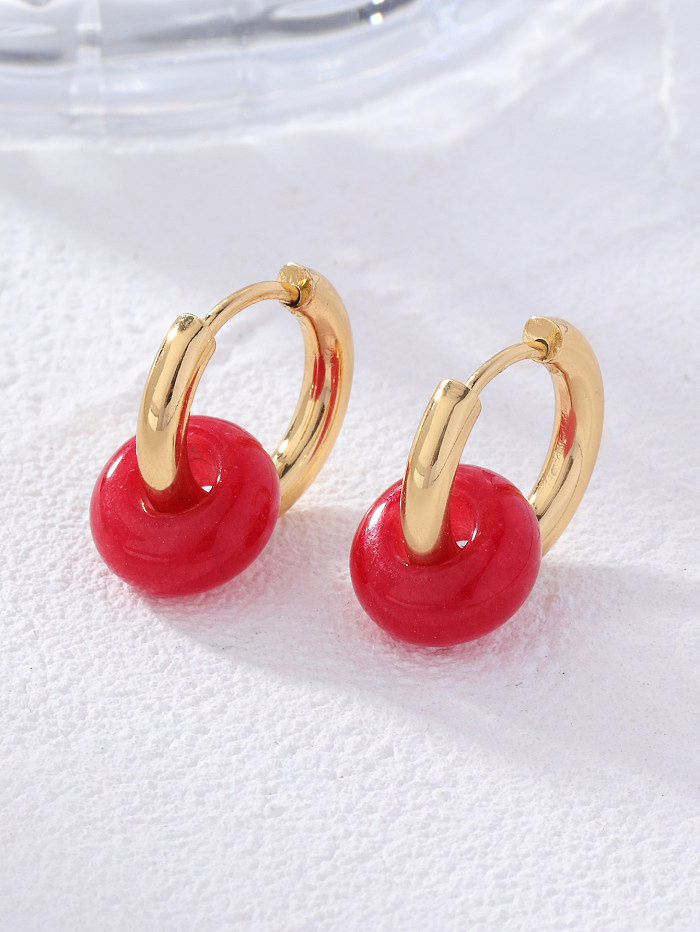 1 Pair Retro Simple Style Round Plating Stainless Steel  Natural Stone Earrings