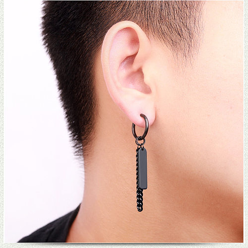 Boucles d'oreilles pendantes géométriques en acier inoxydable de style simple, boucles d'oreilles en acier inoxydable plaquées 1 pièce