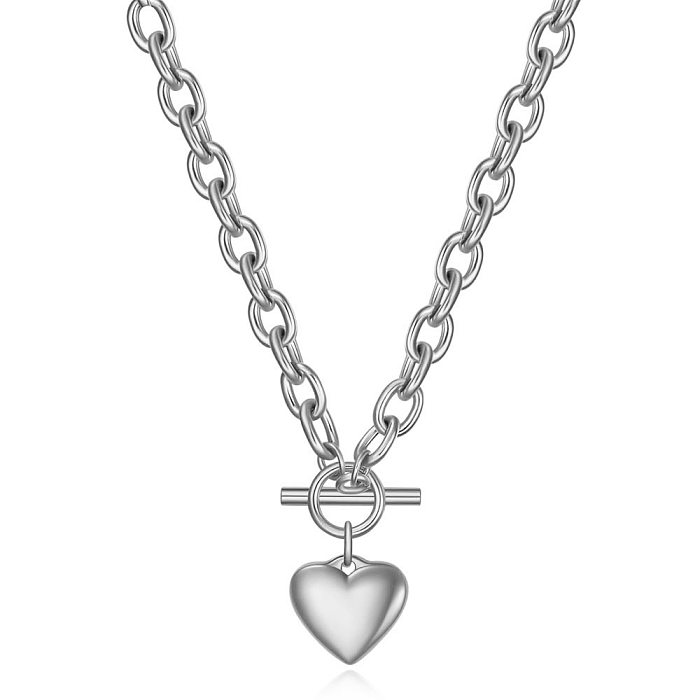 Einfache Herzform-Anhänger-Halskette mit Edelstahlbeschichtung, 1 Stück
