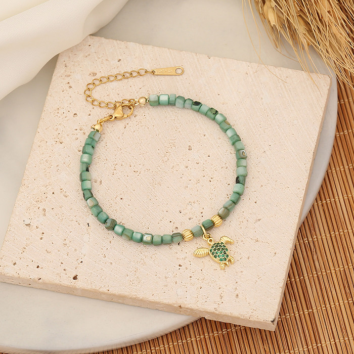 Bracelets perlés en acier inoxydable pour femmes, Style Simple, vente en gros