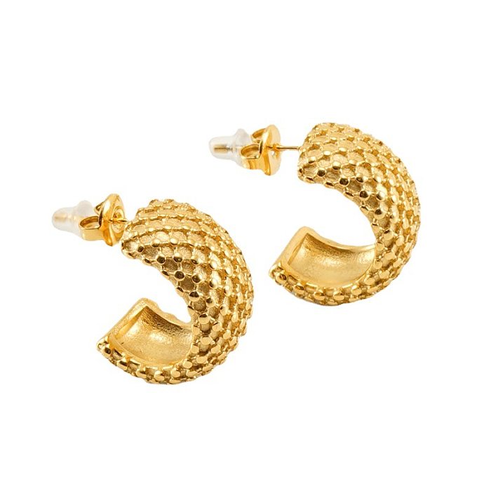 Fashion C Shape Stainless Steel Plating Ear Studs 1 Pair