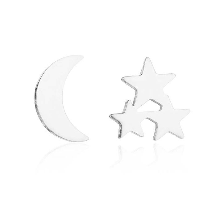 Moda estrela lua árvore chapeamento de aço inoxidável oco orelha studs 1 par