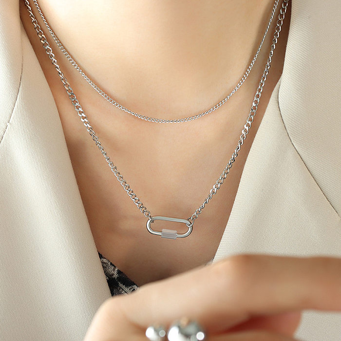 Retro Geometric Stainless Steel Plating Necklace
