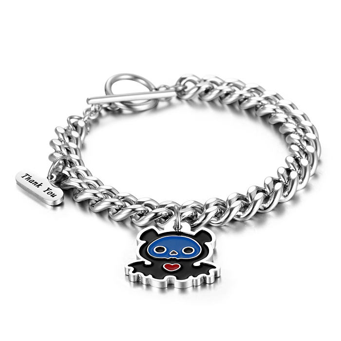 Bracelets de chaîne de polissage en acier titane, Style Simple, dessin animé, Style IG