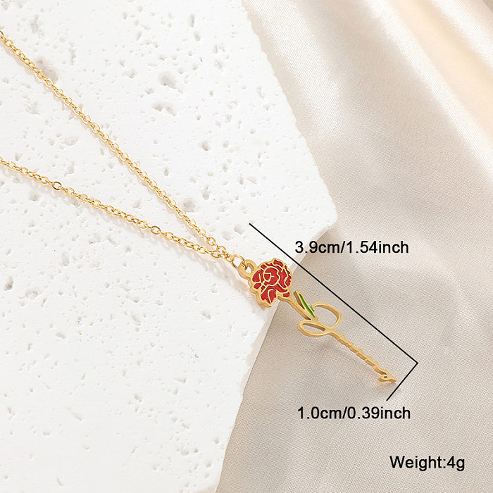 Cute Sweet Flower Stainless Steel  Pendant Necklace In Bulk