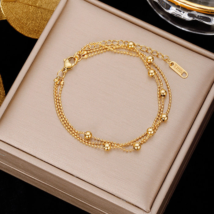 Simple Style Geometric Stainless Steel Plating Inlay Artificial Pearls Bracelets