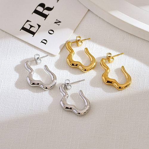 1 paire de boucles d'oreilles pendantes en acier inoxydable, Style moderne et classique, couleur unie
