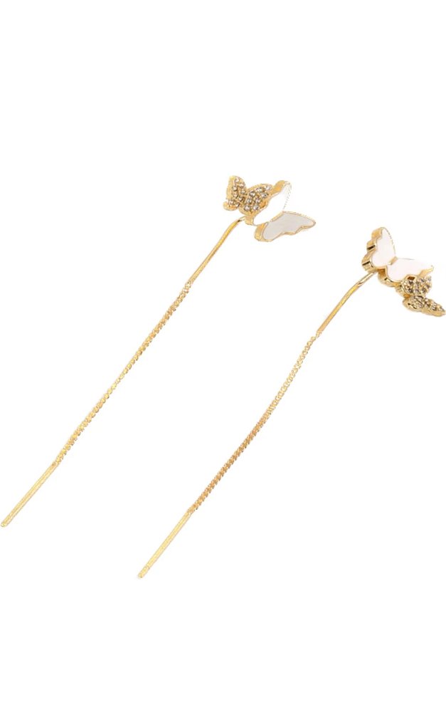 1 Pair Fairy Style Sweet Butterfly Plating Inlay Stainless Steel Zircon 18K Gold Plated Drop Earrings