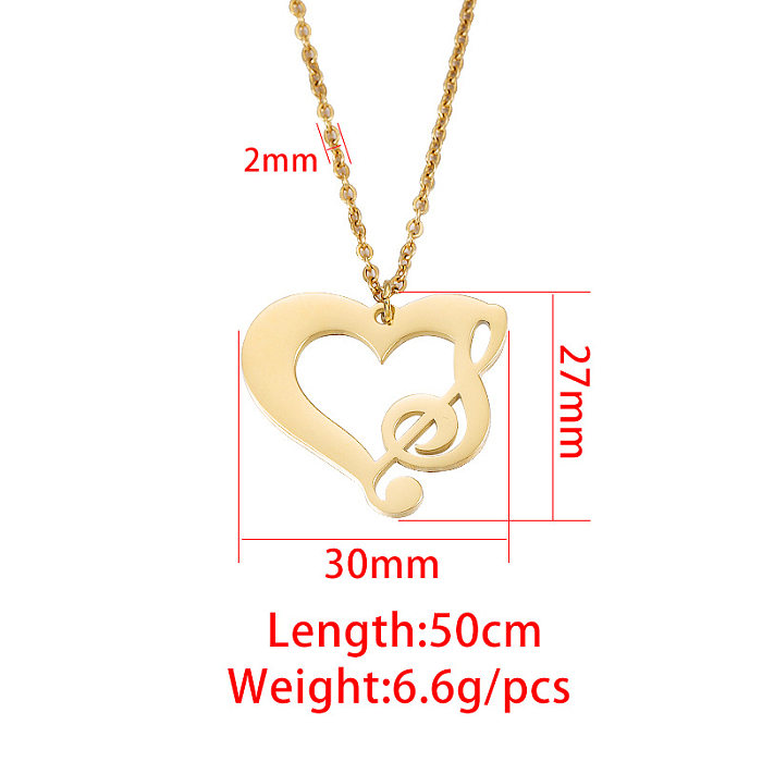 ملاحظات على شكل قلب بتصميم بسيط من الفولاذ المقاوم للصدأ مطلية بالذهب عيار 18 قيراط قلادة قلادة مطلية بالذهب الوردي