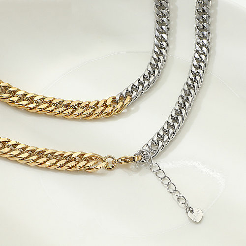 Hip-hop Stainless Steel Color Matching Cuban Chain Necklace Wholesale jewelry