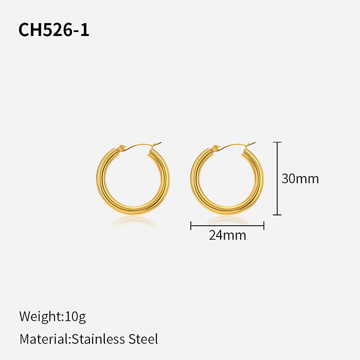 Simple Style Solid Color Stainless Steel  Plating Hoop Earrings 1 Pair
