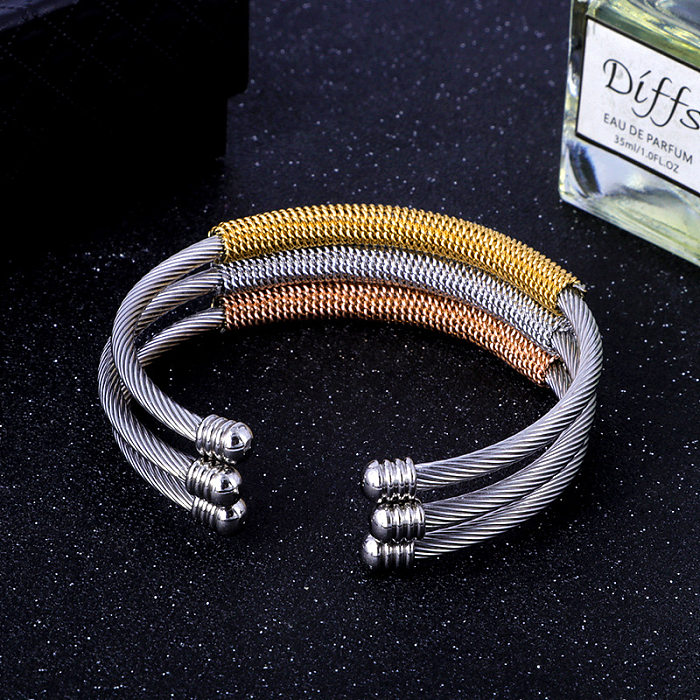 Commute Color Block Stainless Steel Gold Plated Bangle In Bulk