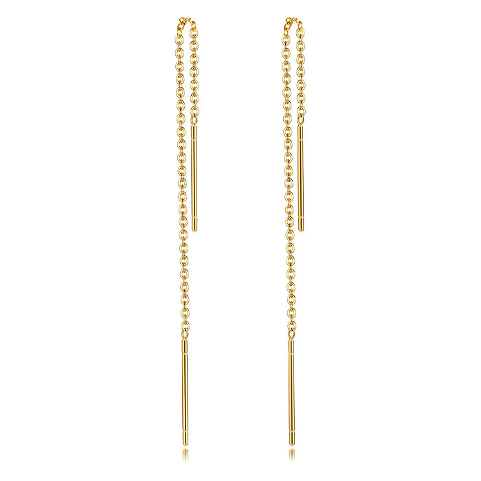 1 Pair INS Style Simple Style Solid Color Stainless Steel  Tassel Plating Gold Plated Ear Line