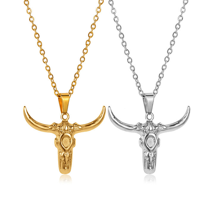 Ethnic Style Cattle Stainless Steel  Plating Necklace 1 Piece
