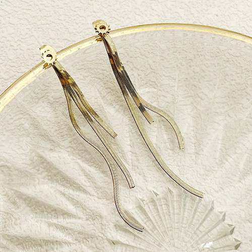 1 par de pendientes colgantes chapados en oro de acero inoxidable con revestimiento de sol elegante para mujer