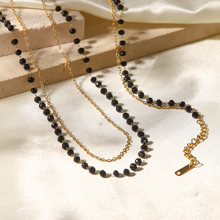 Modische Halskette mit geometrischen Perlenarmbändern aus Edelstahl