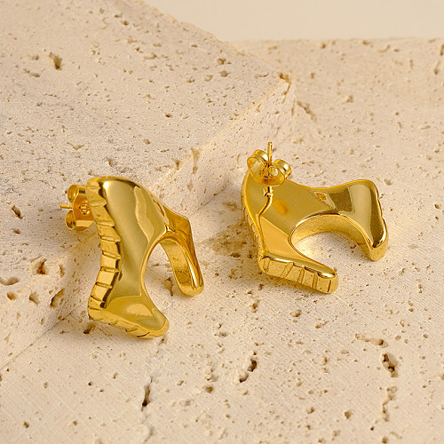 1 par de pinos de orelha banhados a ouro de aço inoxidável com revestimento irregular de estilo simples