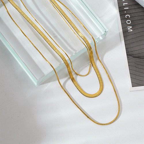 Modische Edelstahl-Halskette, mehrschichtige Schlangenknochenkette, einfache Schlüsselbeinkette
