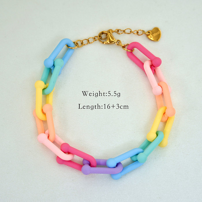 Simple Style Solid Color Titanium Steel Hollow Out Bracelets