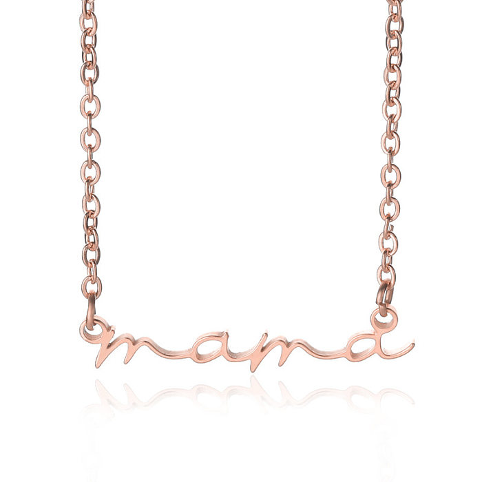1 Stück „MAMA“-Halskette mit einfachem Buchstaben-Edelstahlüberzug, ausgehöhlt