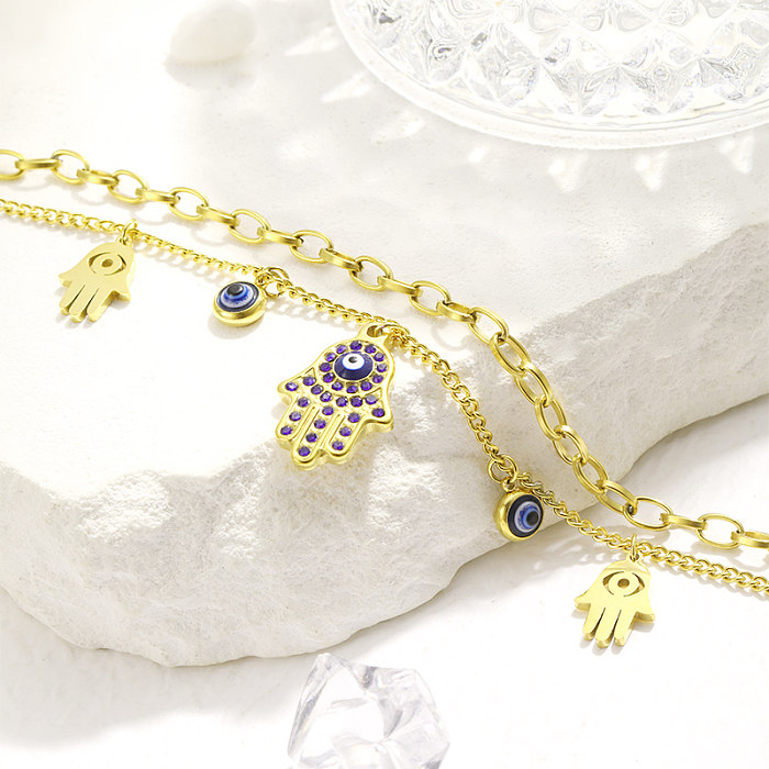 Bracelets plaqués or 18 carats avec diamant artificiel et incrustation de placage en acier inoxydable de style cool