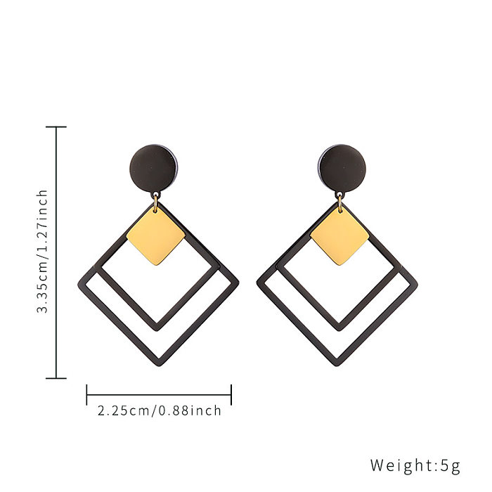 1 Pair Simple Style Rhombus Plating Stainless Steel  Gold Plated Drop Earrings