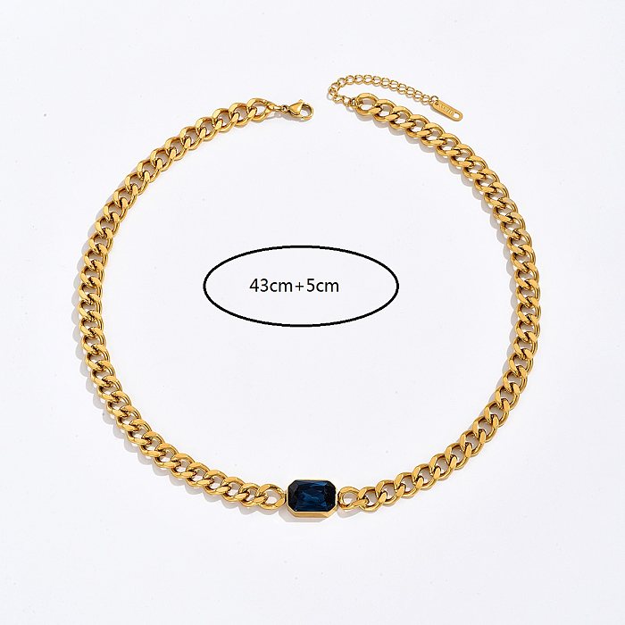 New Fashion Geometric Stainless Steel  Plated 18K Gold Zircon Necklace