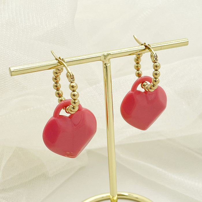 1 Paar lässige elegante Pendel-Ohrringe in Herzform aus vergoldetem Edelstahl