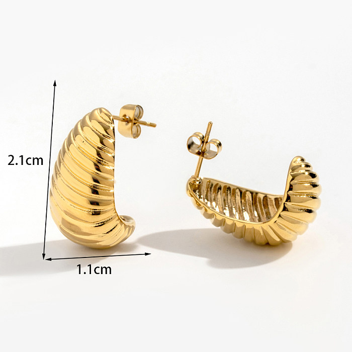 1 Pair Retro Simple Style C Shape Horns Plating Stainless Steel  18K Gold Plated Ear Studs