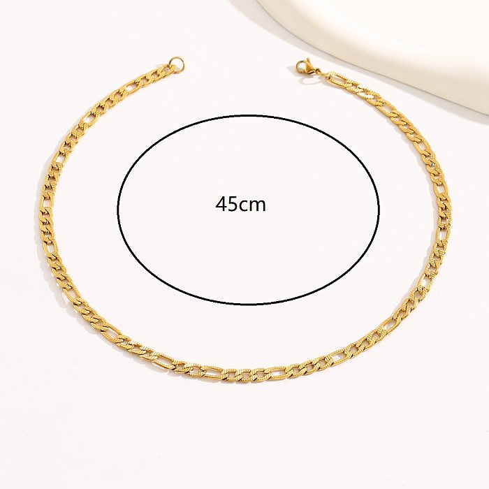 Hip-Hop Rock Punk Solid Color Stainless Steel  Plating 18K Gold Plated Necklace
