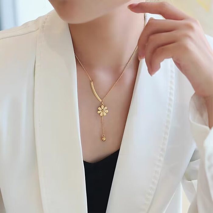 Simple Style Geometric Letter Butterfly Stainless Steel Plating Pendant Necklace